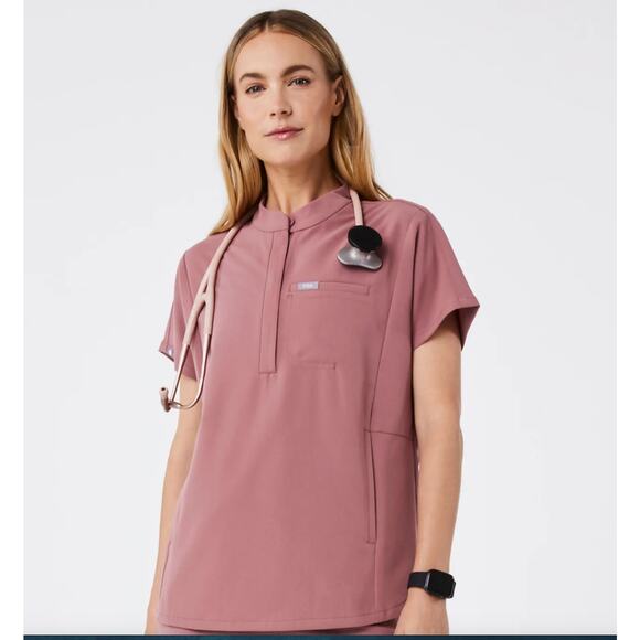 Figs Top Montex Scrub Mauve Small - Picture 1 of 7